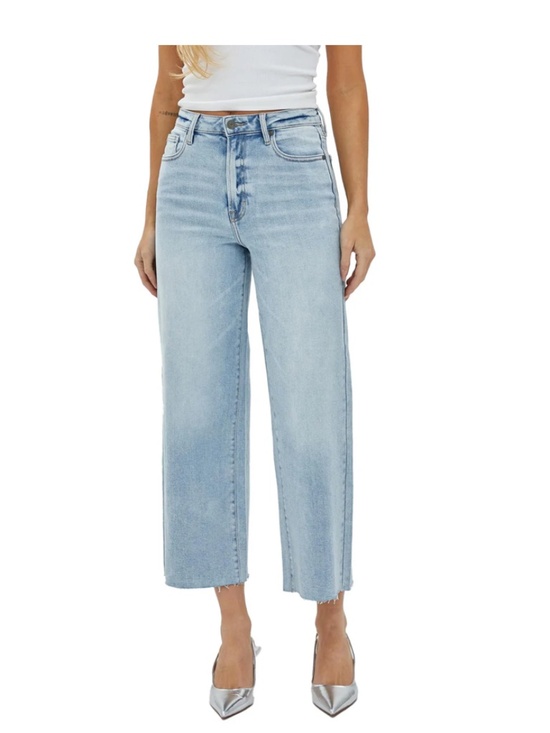 Hidden Jeans Denim - Hidden Cropped Wide-Leg Jean in Light Wash - Size 26